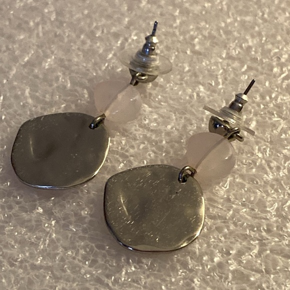 NWOT - Chicoโs Silvertone Ball Stud, Pink Gemstone & Hammered Disc Earrings - Picture 2 of 6